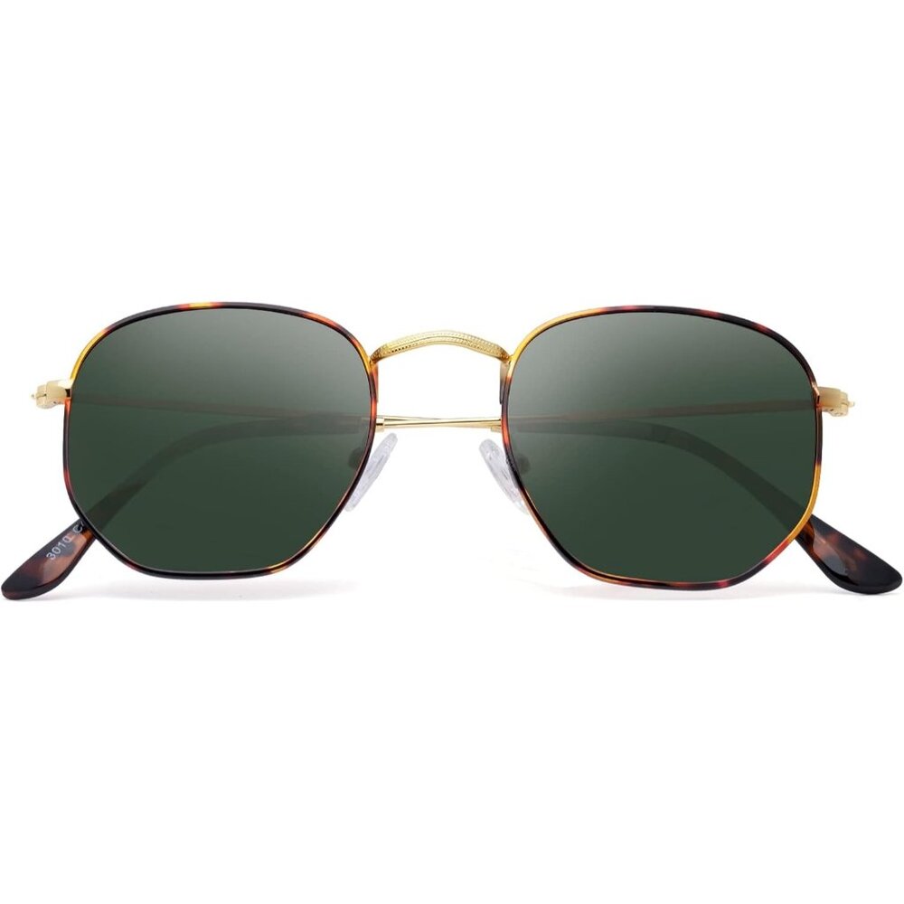 Unisex Leopard Trendy Square Hexagonal Mirrored Sun Glasses UV Protection